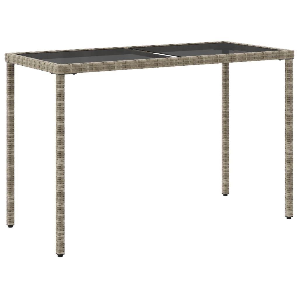 Galds ar stikla virsmu, pelēks, 115x54x74cm, PE rotangs