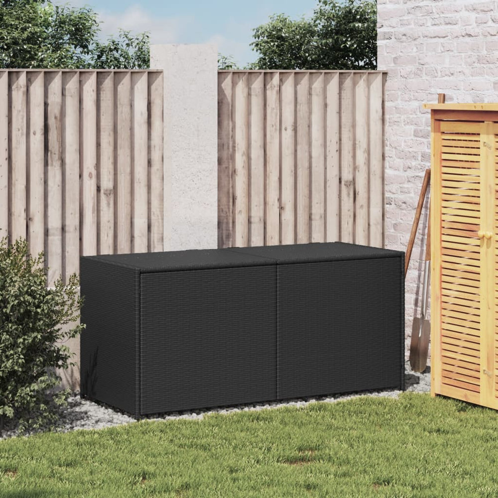 Garden storage box, black, 283l, polyrattan