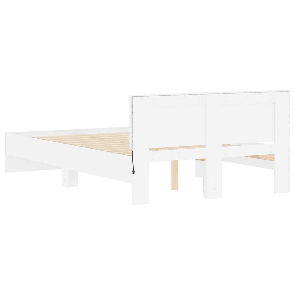 Bed frame with headboard and LED, white, 120x200cm