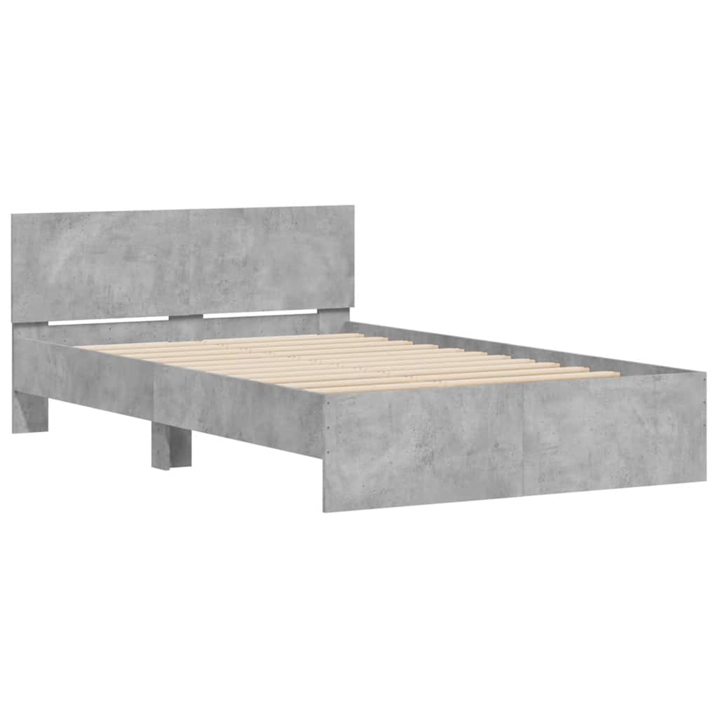 Lovos rėmas su galvūgaliu ir LED, betono pilkas, 140x190cm