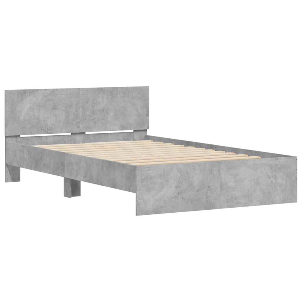 Lovos rėmas su galvūgaliu ir LED, betono pilkas, 135x190cm