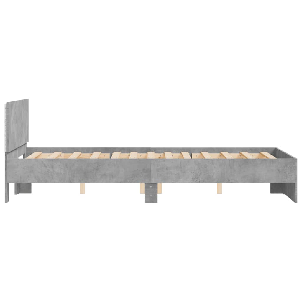 Lovos rėmas su galvūgaliu ir LED, betono pilkas, 135x190cm