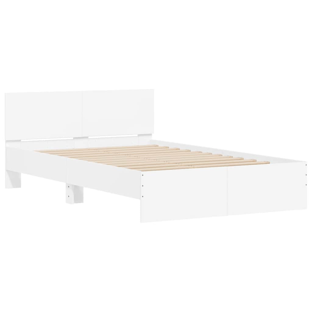 Lovos rėmas su galvūgaliu ir LED, baltos spalvos, 120x190cm