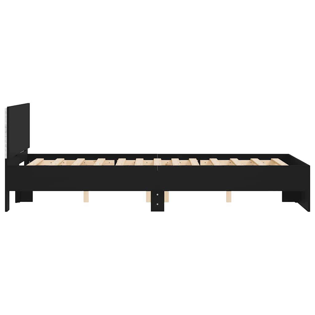 Gultas rāmis ar galvgali un LED, melns, 120x190cm