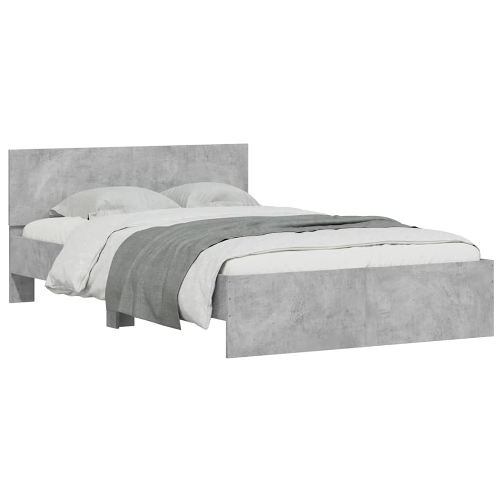 Bed frame with headboard and LED, concrete grey, 120x190cm