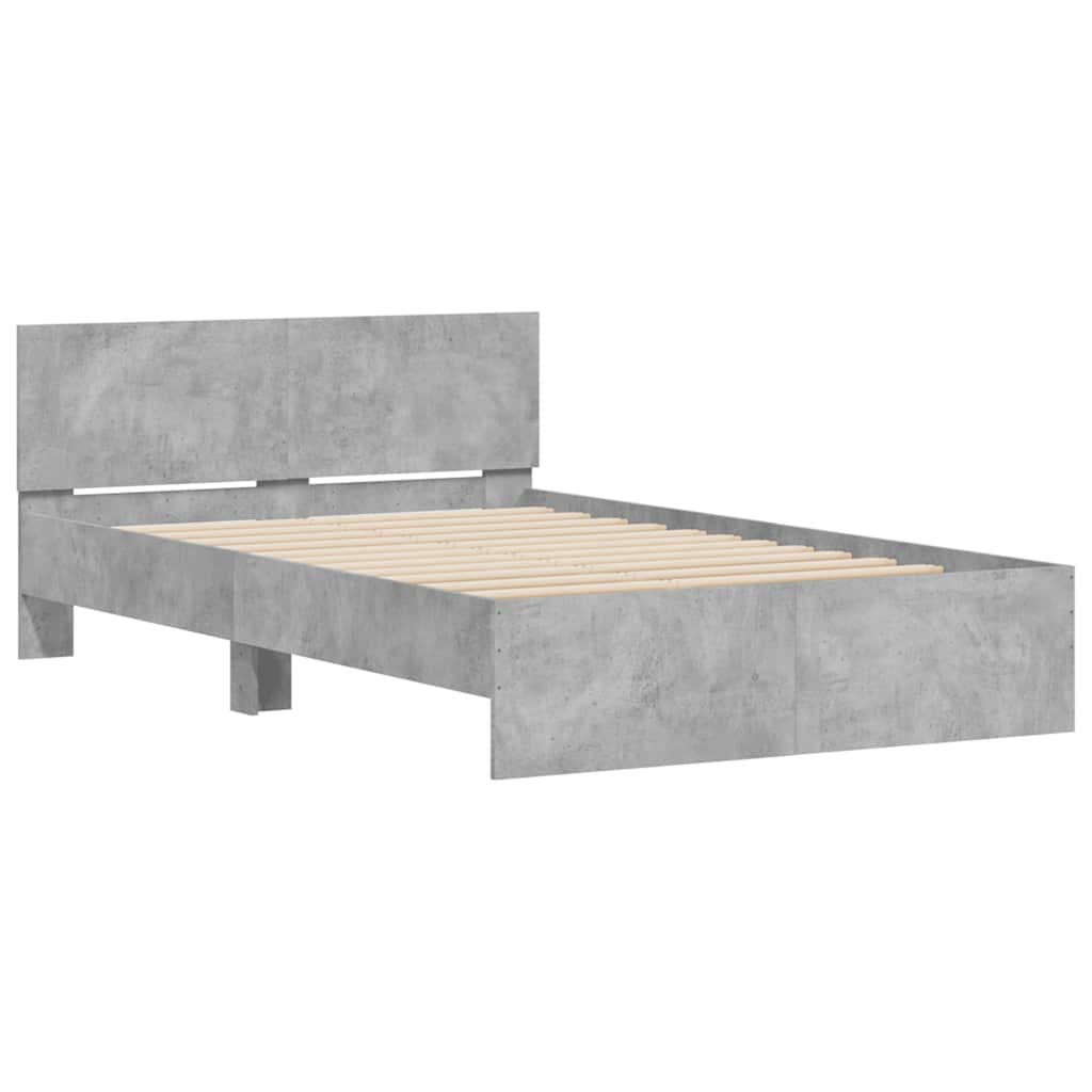 Bed frame with headboard and LED, concrete grey, 120x190cm