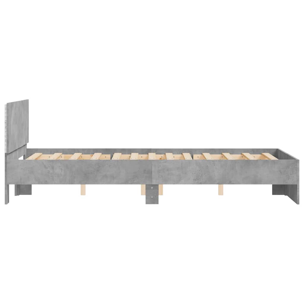 Bed frame with headboard and LED, concrete grey, 120x190cm