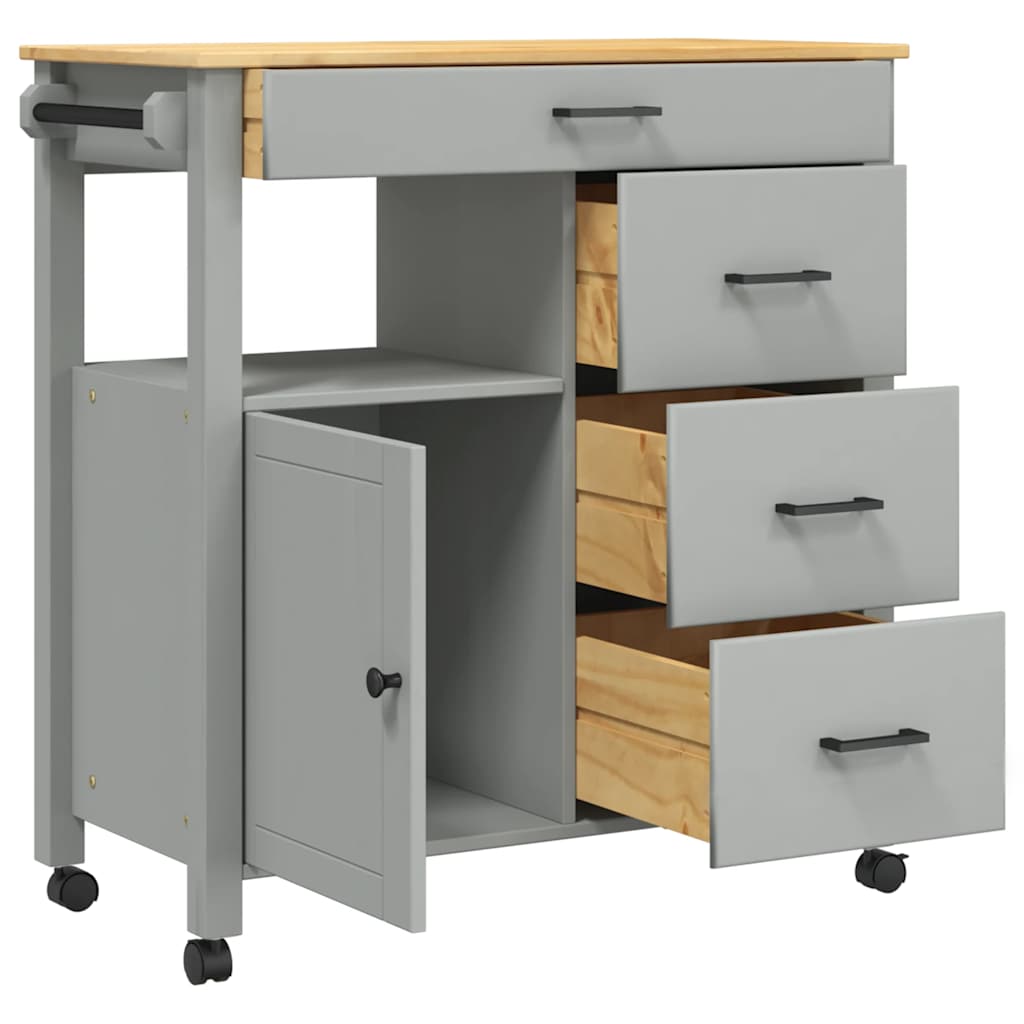 Kitchen trolley MONZA, 84x40x90cm, solid pine wood