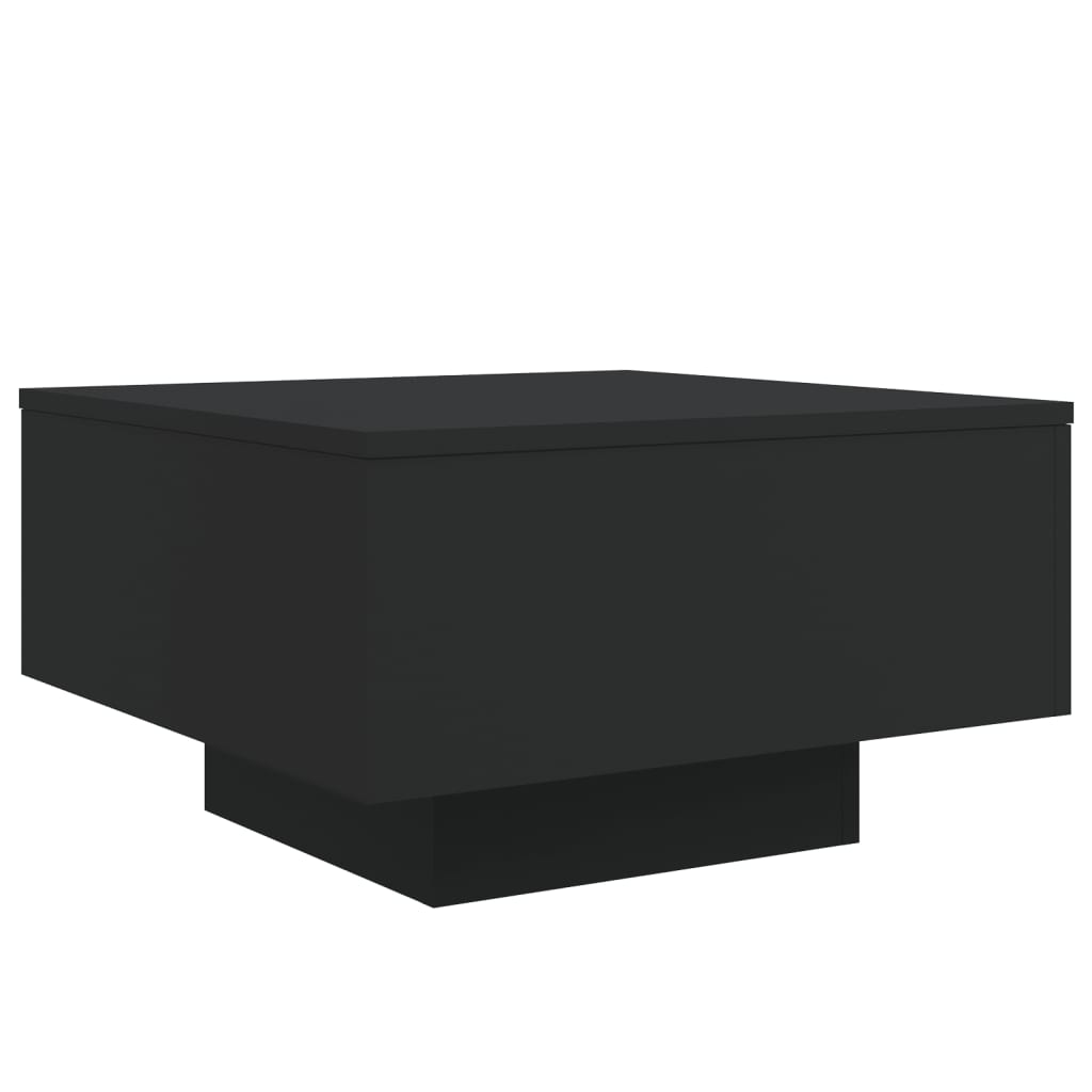 Coffee table with LED lights, black, 55x55x31cm