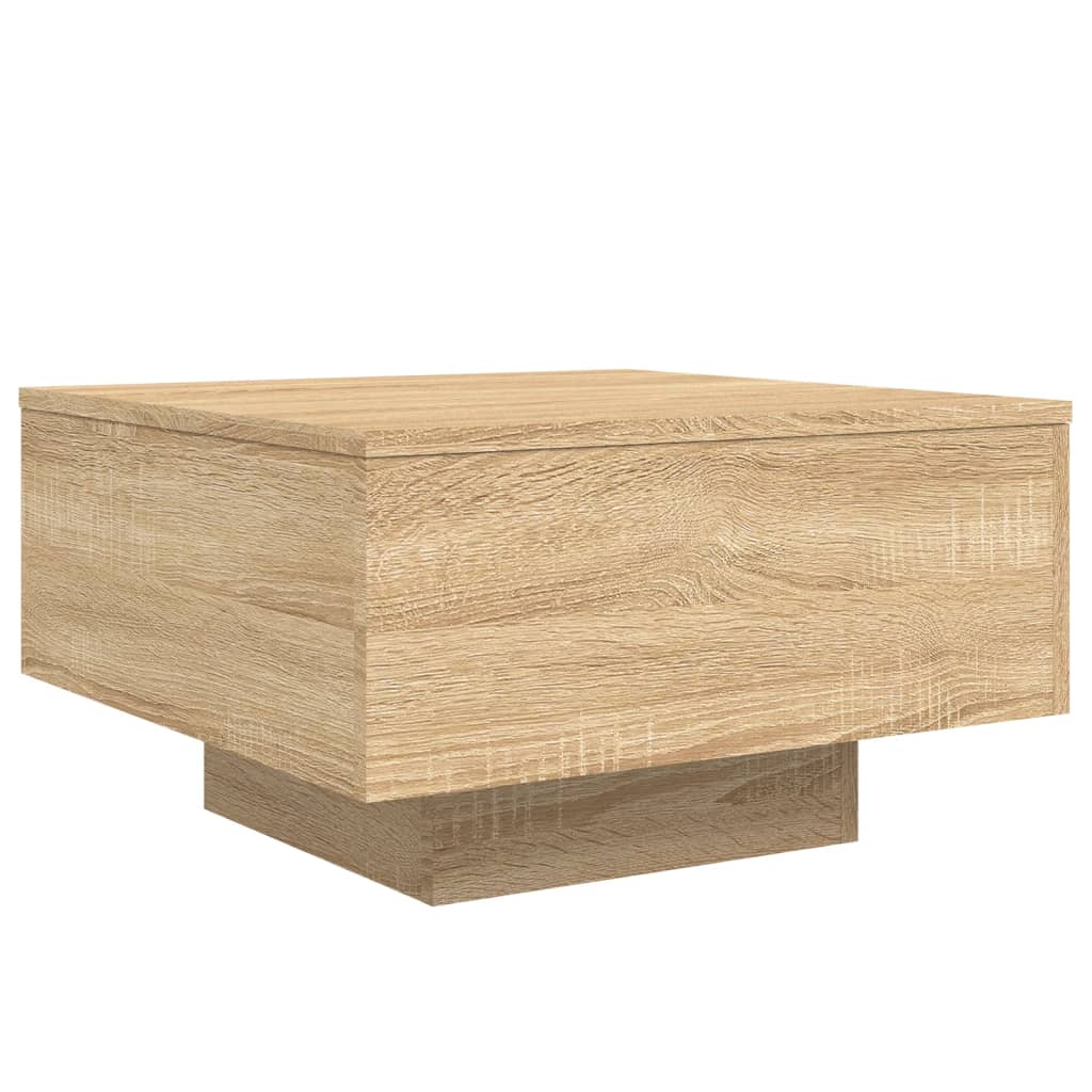 Coffee table with LED lights, Sonoma oak, 55x55x31cm