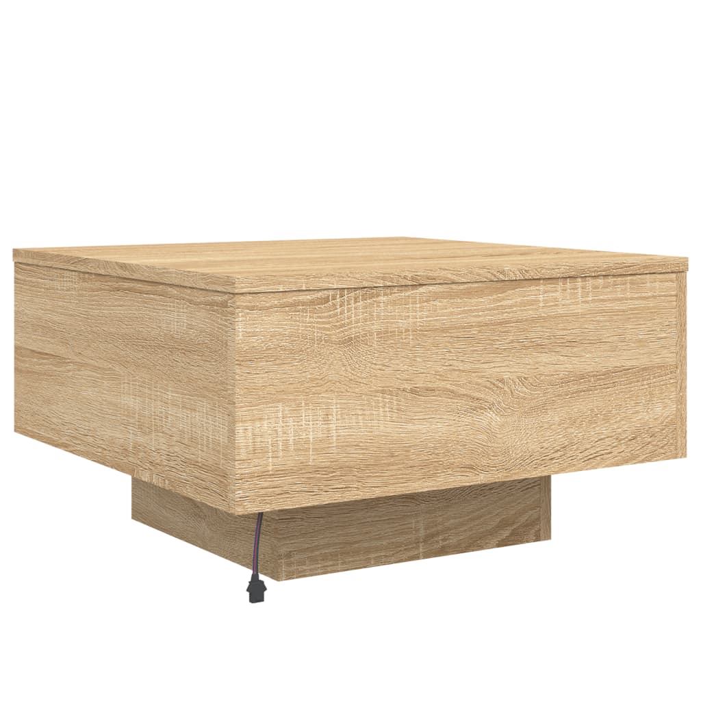 Coffee table with LED lights, Sonoma oak, 55x55x31cm