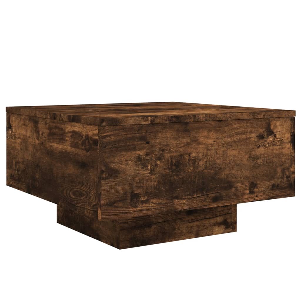 Coffee table with LED lights, smoked oak, 55x55x31cm