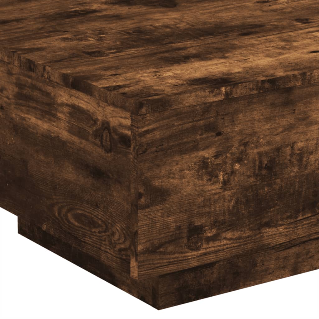 Coffee table with LED lights, smoked oak, 55x55x31cm