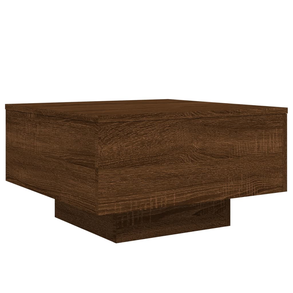 LED Coffee Table Brown Oak 55x55x31cm