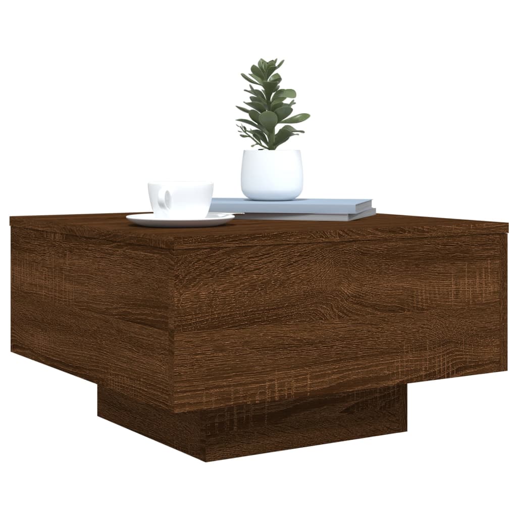 LED Coffee Table Brown Oak 55x55x31cm