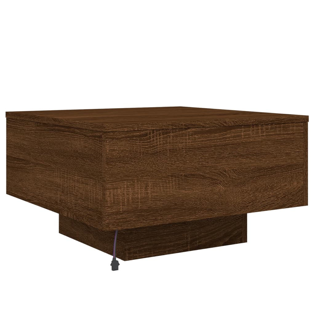 LED Coffee Table Brown Oak 55x55x31cm