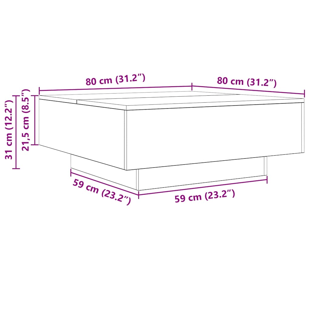 Coffee table, Sonoma oak, 80x80x31cm, particle board
