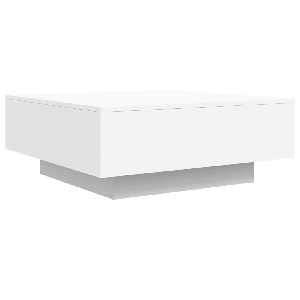 Coffee table with LED lights, white, 80x80x31cm