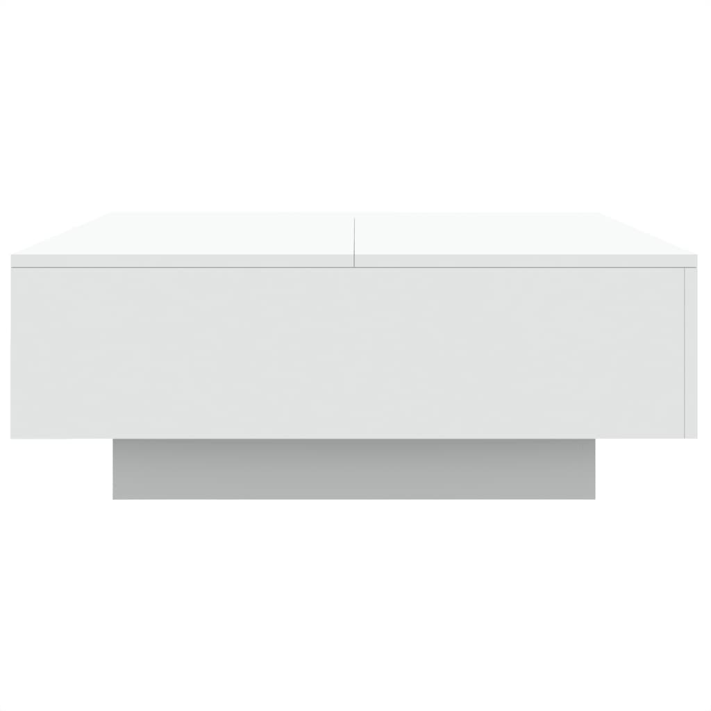 Coffee table with LED lights, white, 80x80x31cm