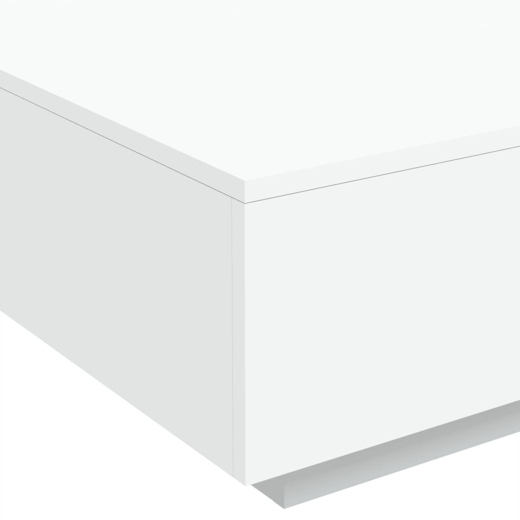 Coffee table with LED lights, white, 80x80x31cm