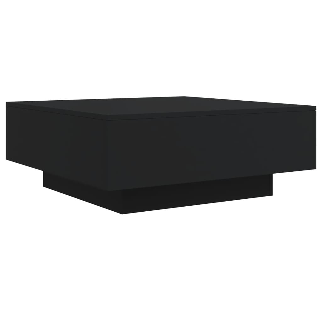 Kafijas galdiņš ar LED gaismām, melns, 80x80x31cm