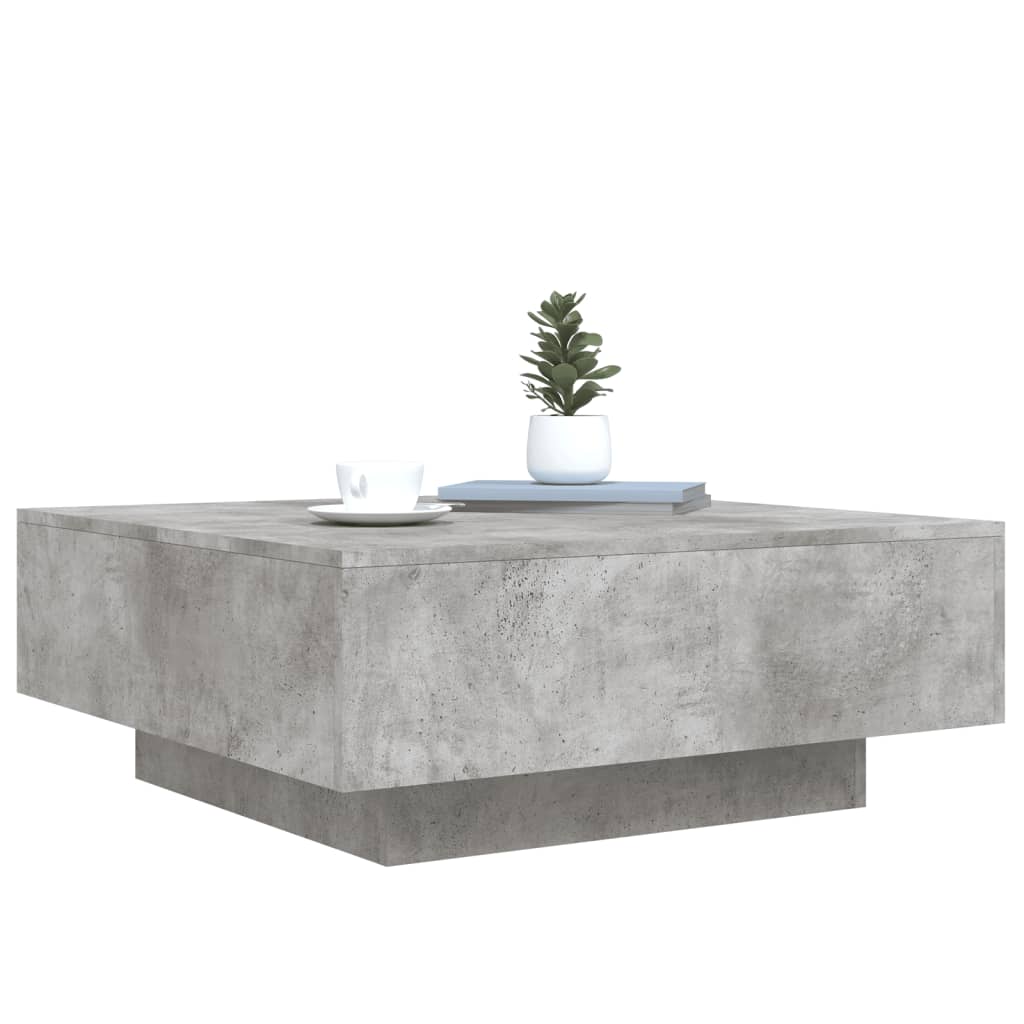 Kavos staliukas su LED lemputėmis, betono pilkas, 80x80x31cm