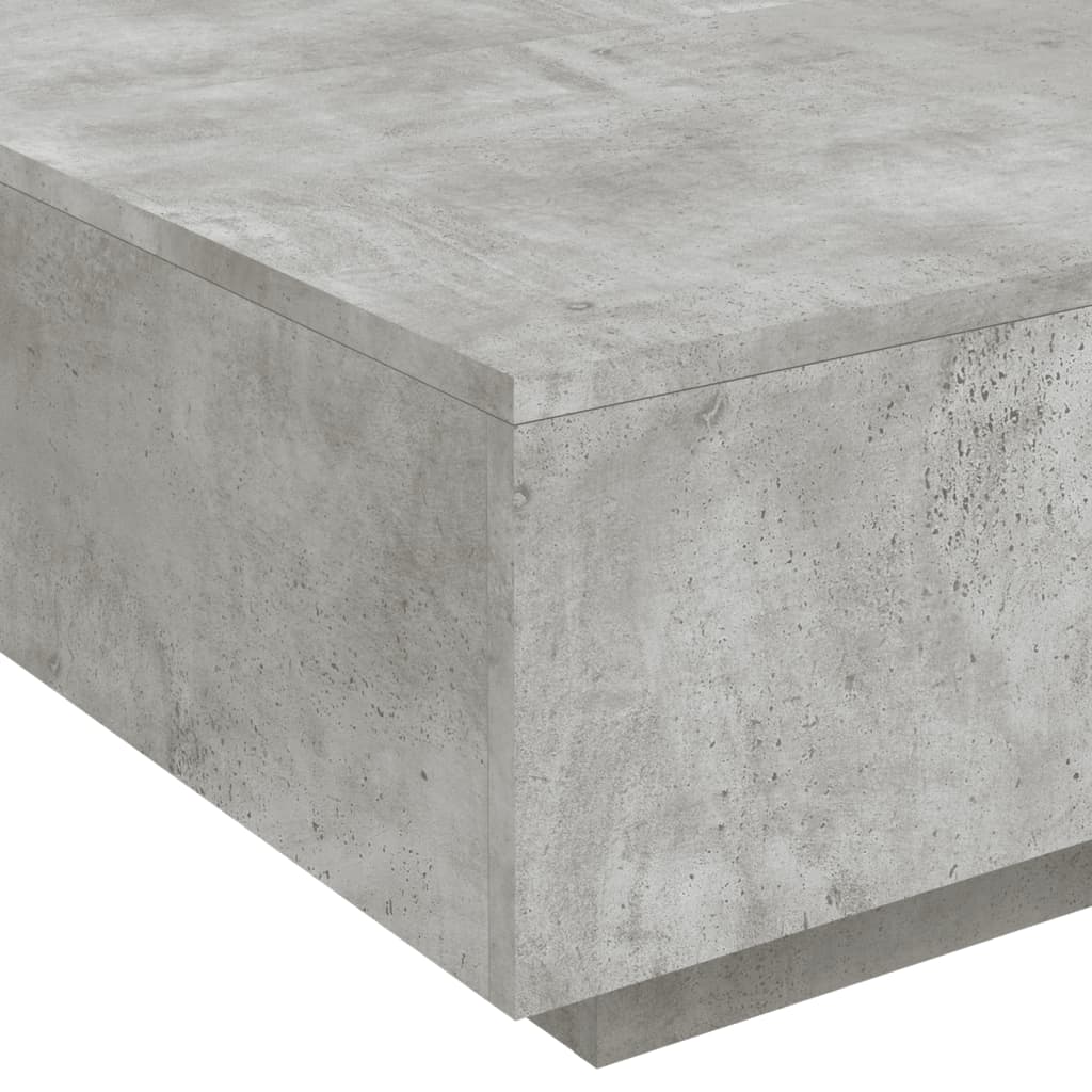 Kavos staliukas su LED lemputėmis, betono pilkas, 80x80x31cm