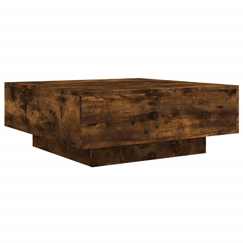 Coffee table with LED lights, smoky oak, 80x80x31cm