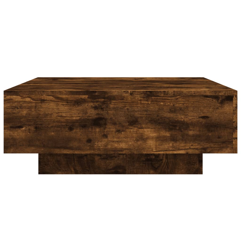 Coffee table with LED lights, smoky oak, 80x80x31cm