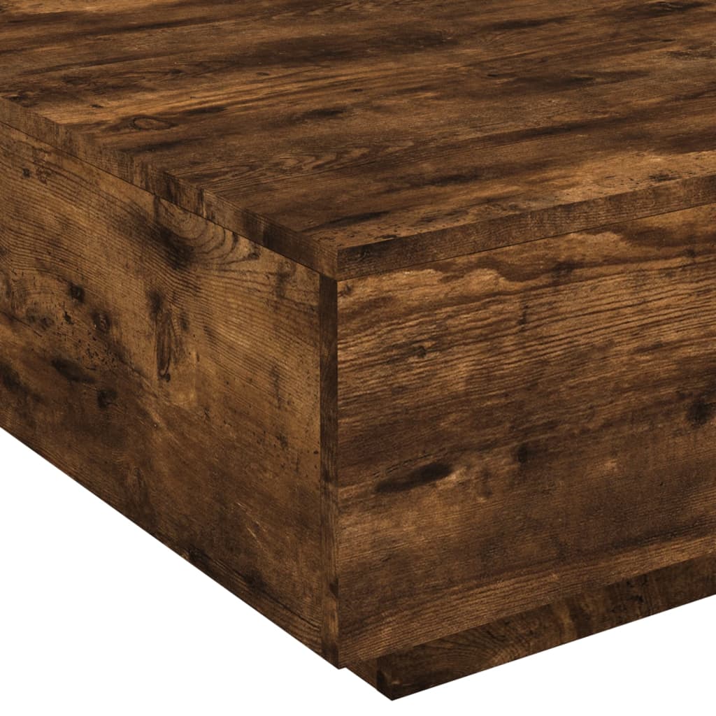 Coffee table with LED lights, smoky oak, 80x80x31cm