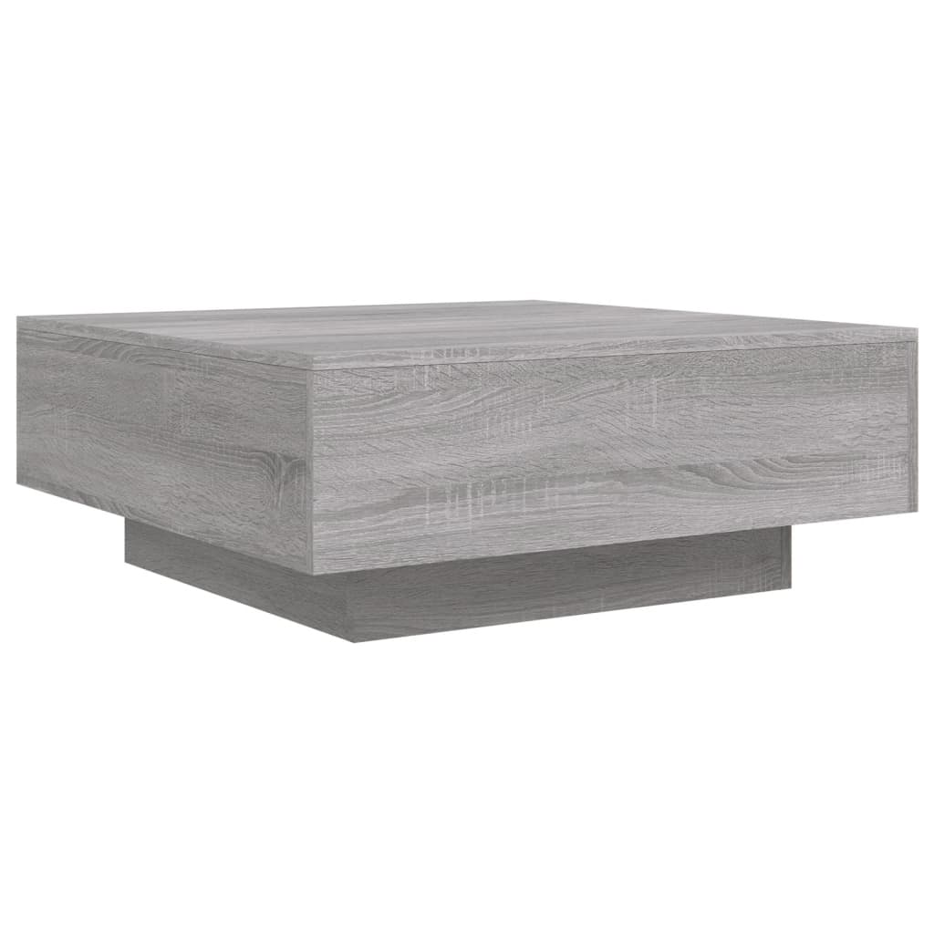 Coffee table with LED lights, grey oak, 80x80x31cm
