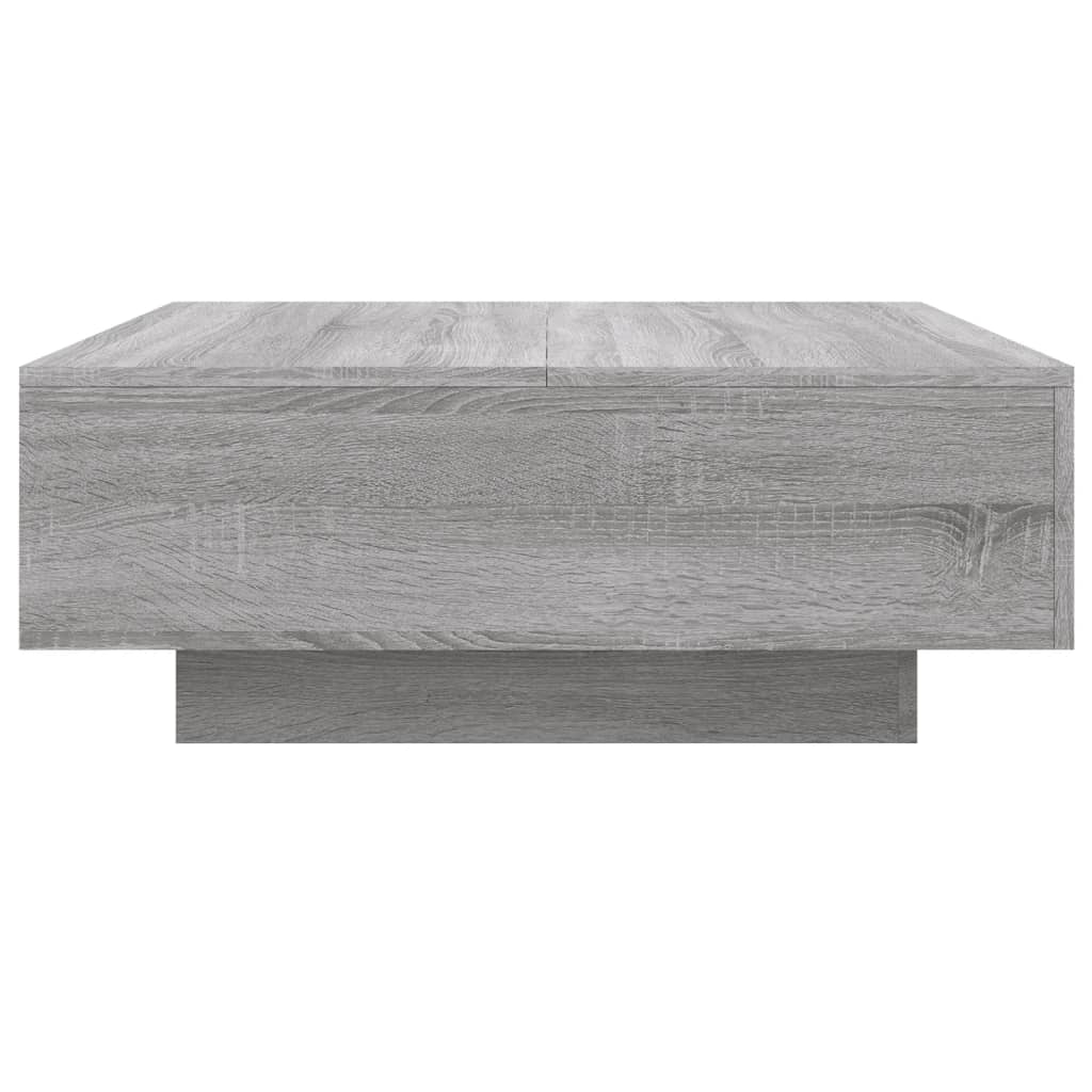 Coffee table with LED lights, grey oak, 80x80x31cm