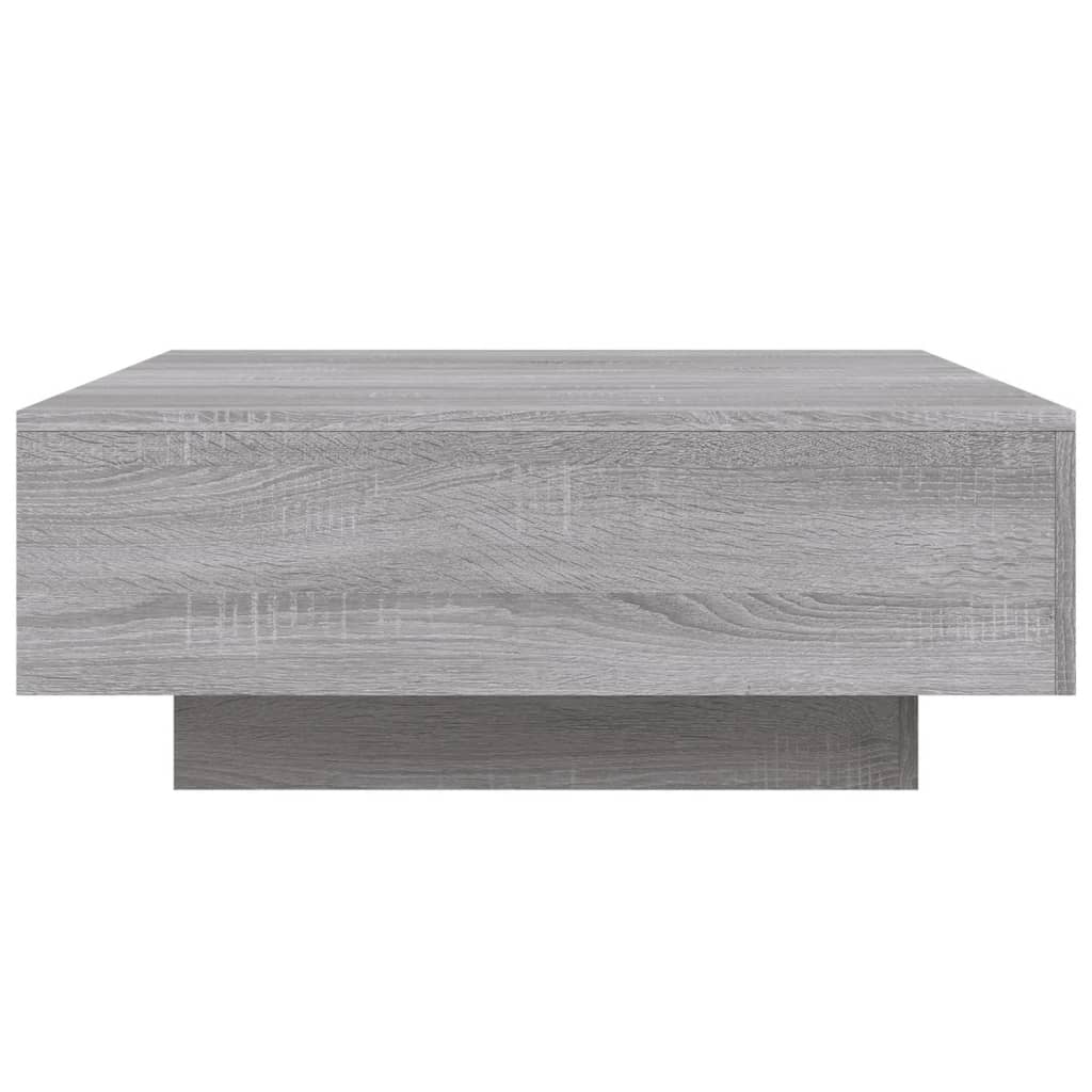 Coffee table with LED lights, grey oak, 80x80x31cm