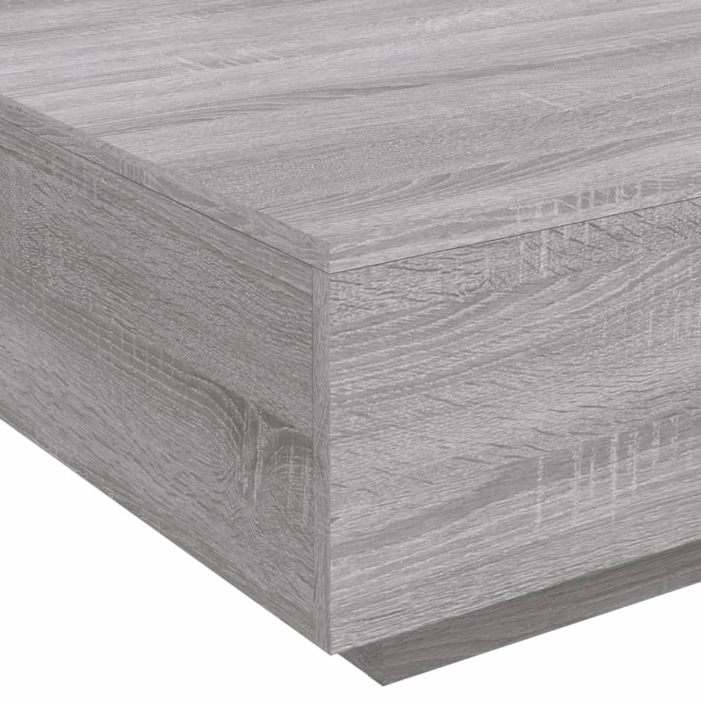 Coffee table with LED lights, grey oak, 80x80x31cm