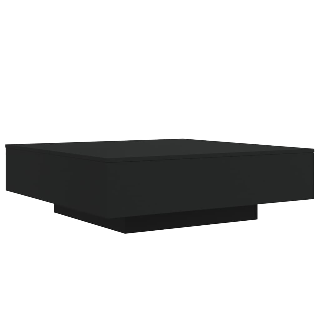 Coffee table with LED lights, black, 100x100x31cm
