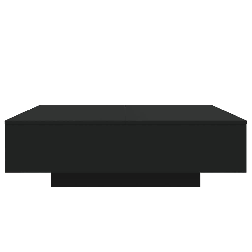 Coffee table with LED lights, black, 100x100x31cm