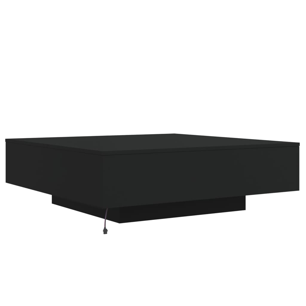 Coffee table with LED lights, black, 100x100x31cm