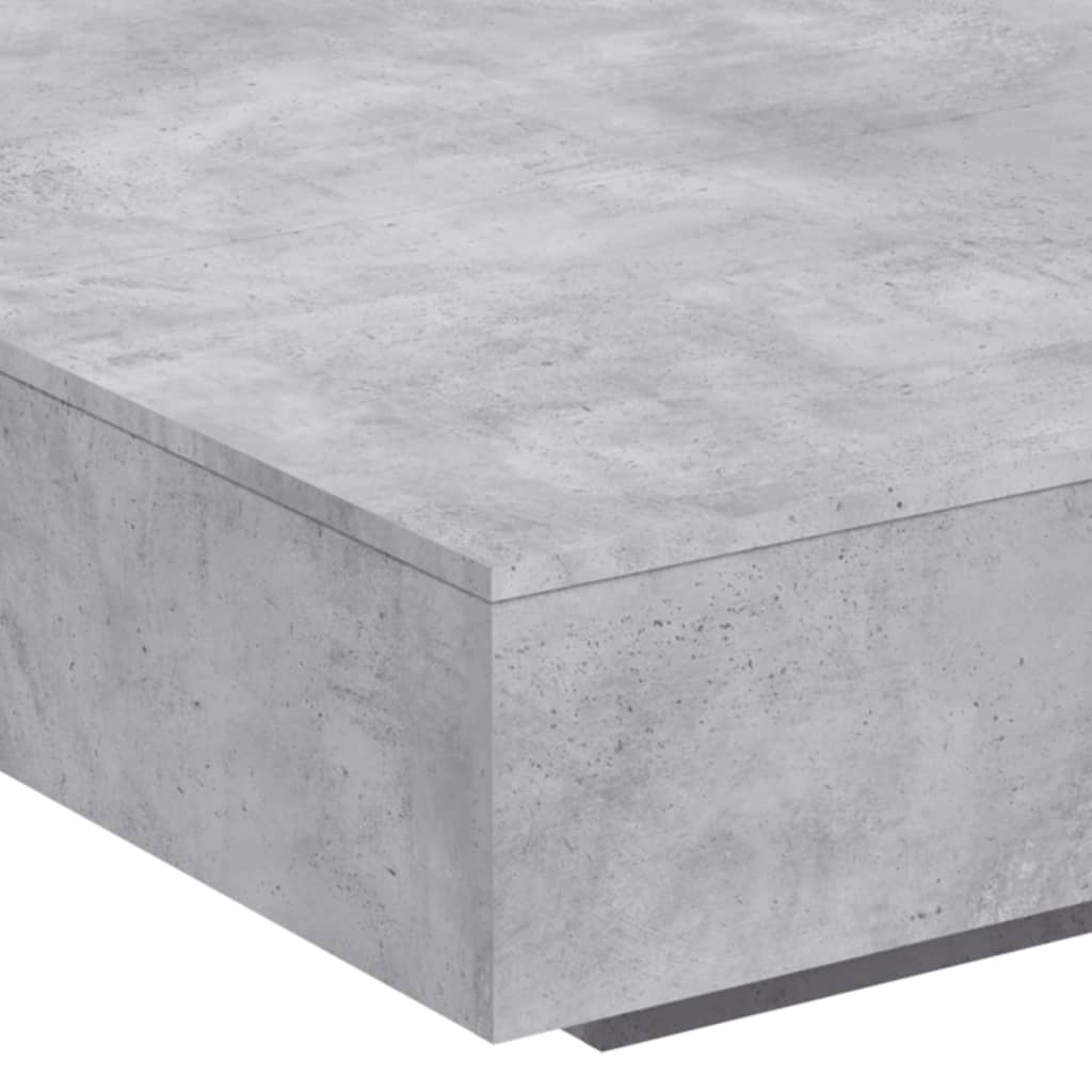 Kavos staliukas su LED lemputėmis, betono pilkas, 100x100x31cm