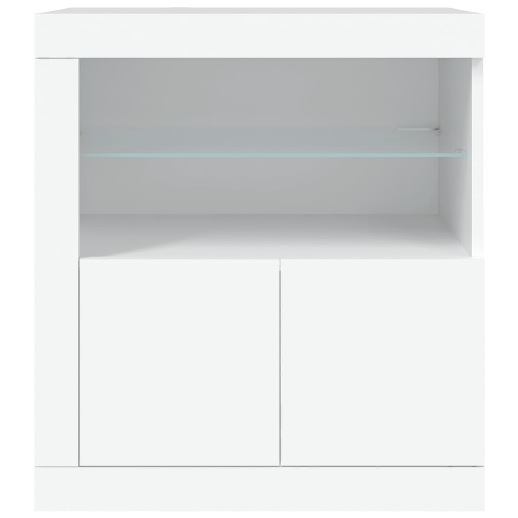Sideboard with LED lights, white, 60.5x37x67cm