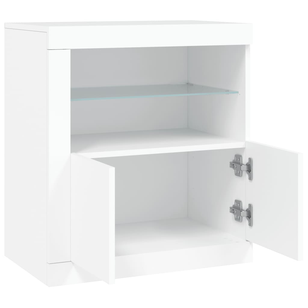 Sideboard with LED lights, white, 60.5x37x67cm