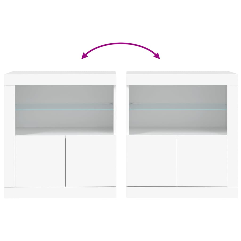 Sideboard with LED lights, white, 60.5x37x67cm