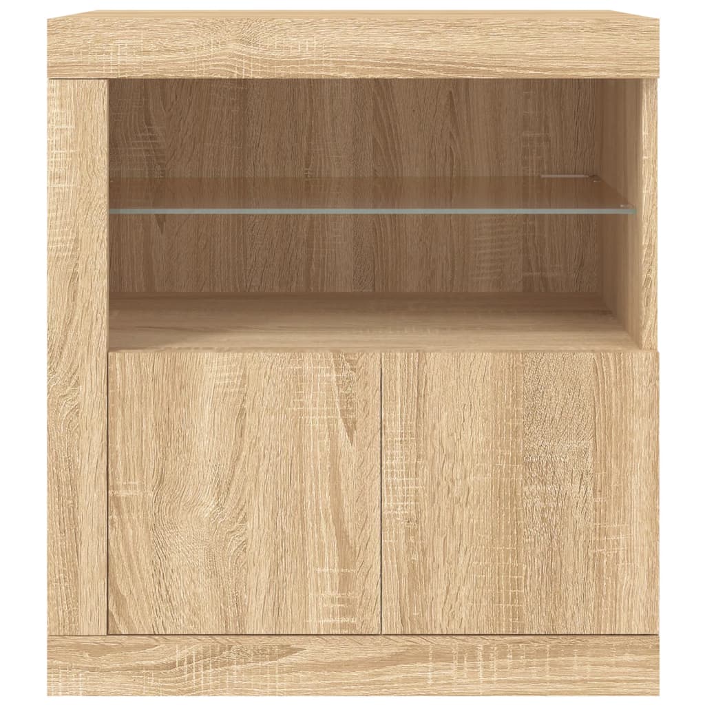 Sideboard with LED lights, oak, 60.5x37x67cm