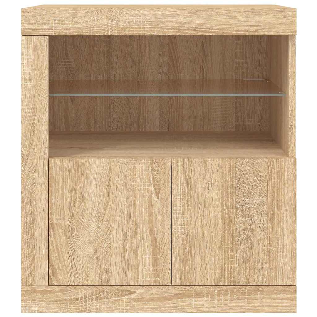 Šoninė spintelė su LED lemputėmis, ąžuolo spalvos, 60,5x37x67cm