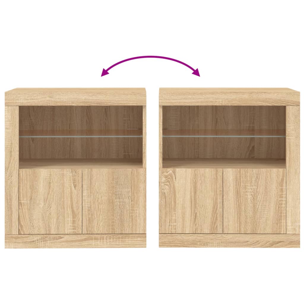 Sideboard with LED lights, oak, 60.5x37x67cm