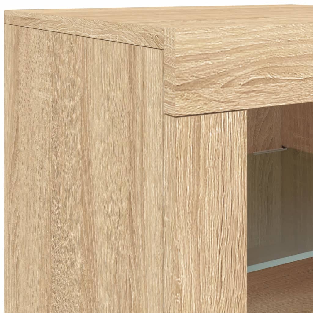 Sideboard with LED lights, oak, 60.5x37x67cm