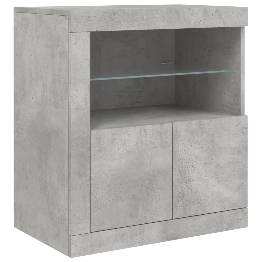 Sānu skapītis ar LED apgaismojumu, betona pelēks, 60,5x37x67cm
