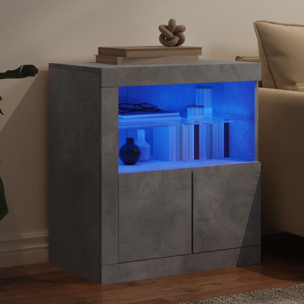 Sānu skapītis ar LED apgaismojumu, betona pelēks, 60,5x37x67cm