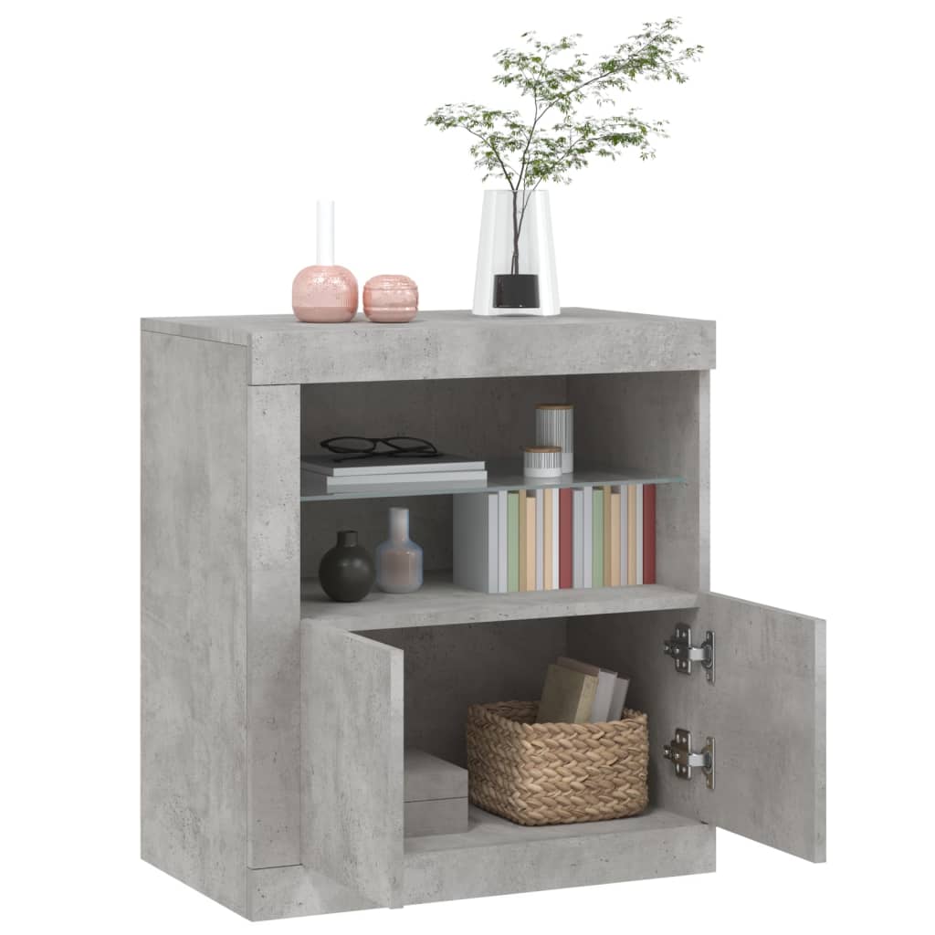 Sānu skapītis ar LED apgaismojumu, betona pelēks, 60,5x37x67cm
