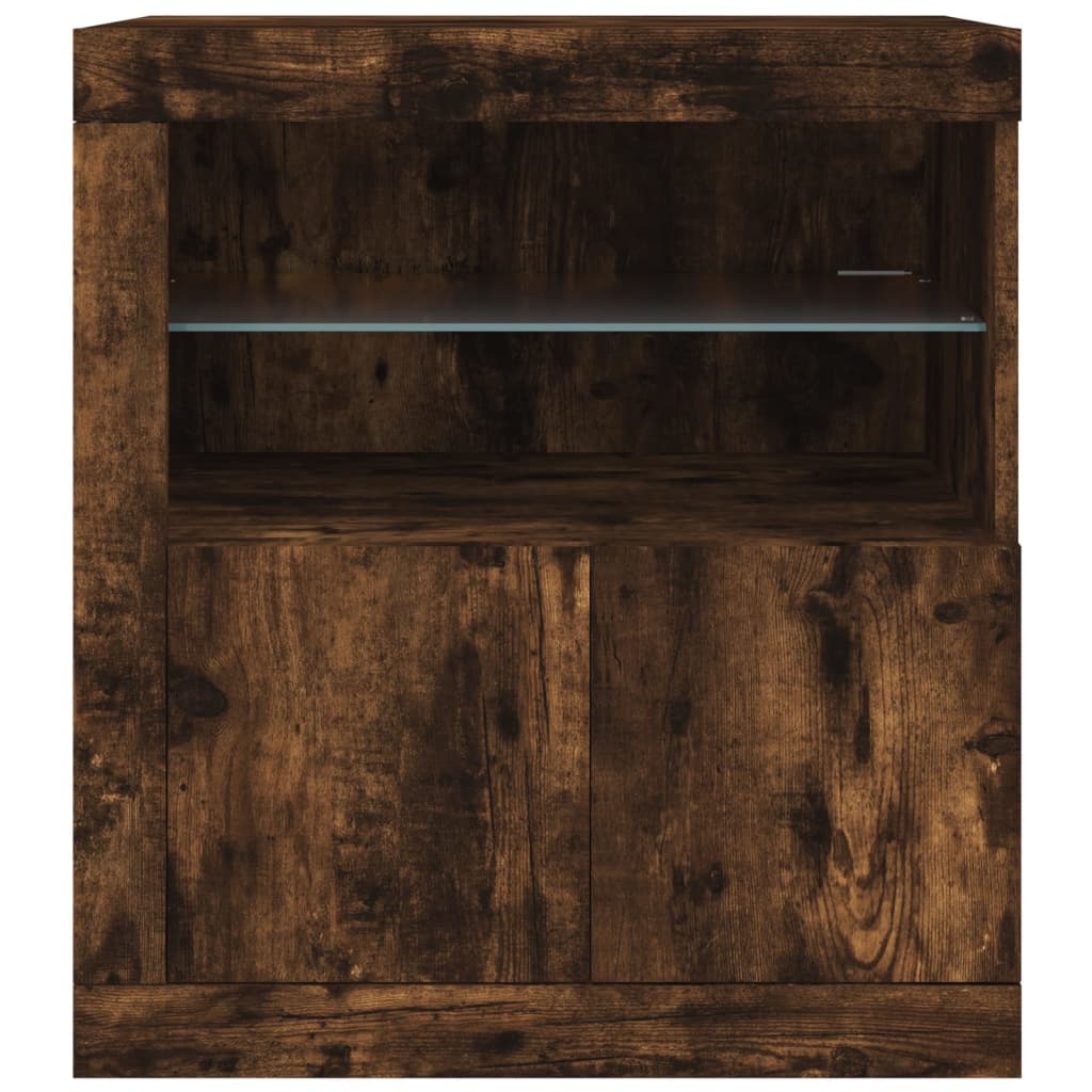 Šoninė spintelė su LED lemputėmis, dūminio ąžuolo, 60,5x37x67cm