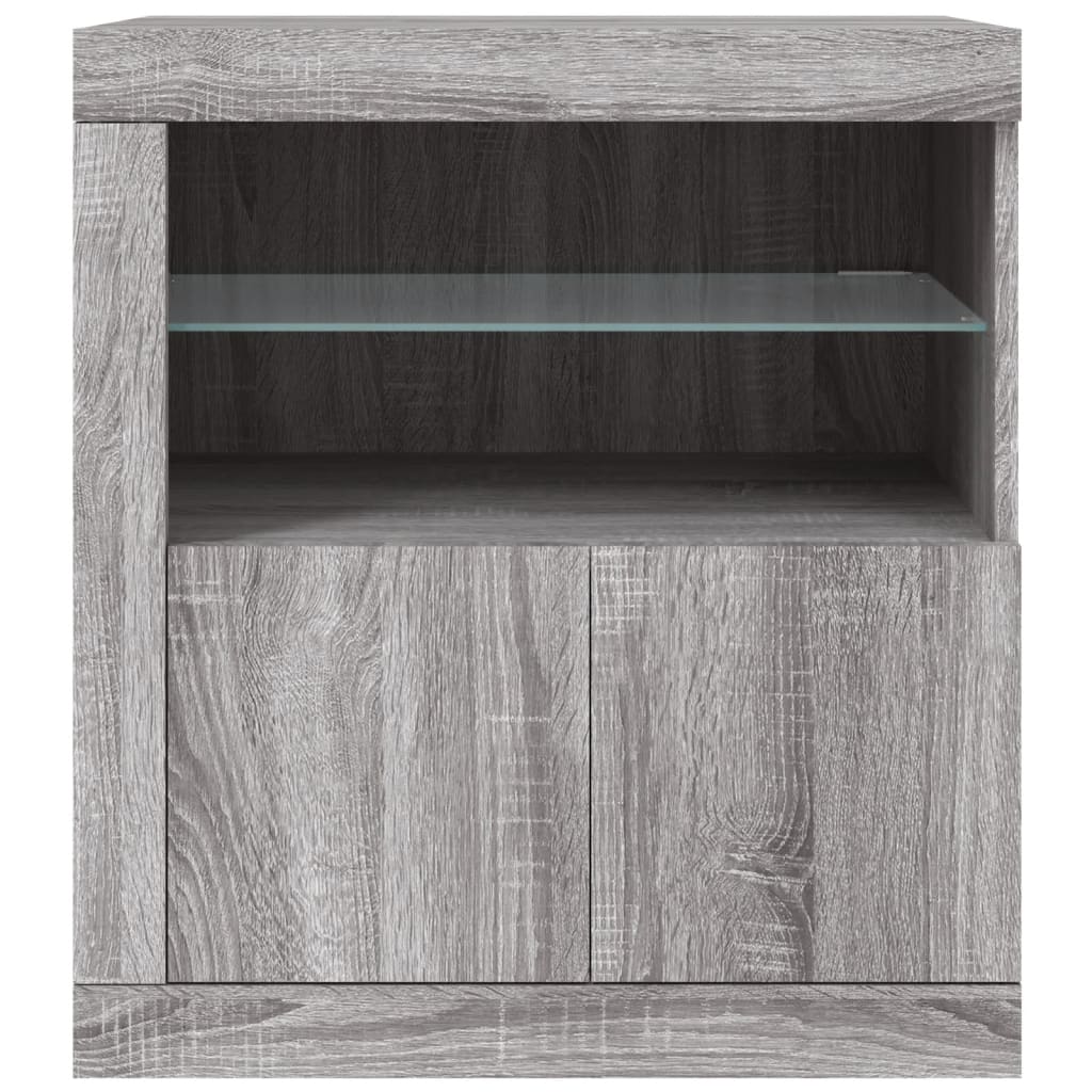 Sānu skapītis ar LED apgaismojumu, ozolkoka pelēks, 60,5x37x67cm